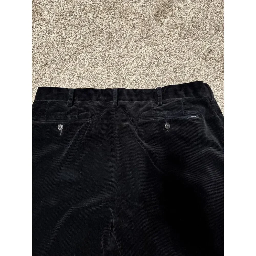 Polo Ralph Lauren Corduroy Pants Mens 36x32 Black Straight Stretch Classic Fit